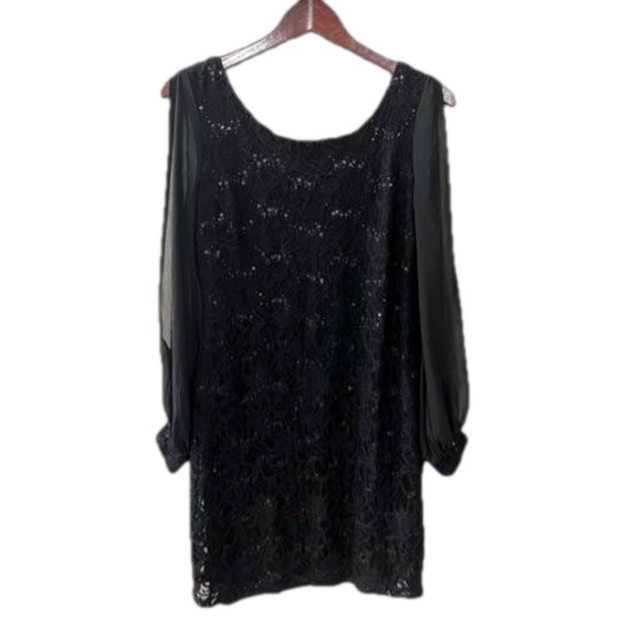 Scarlett Dresses & Skirts - Scarlett Women’s Black Mini Lace & Sequins Cocktail Dress Size 8 NWOT